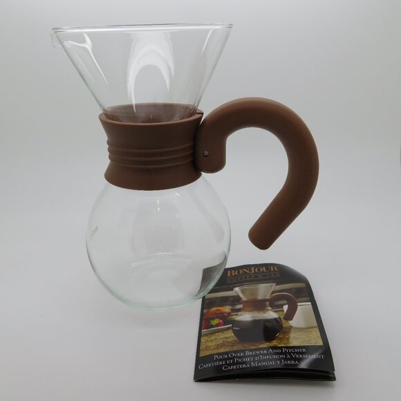 Coffee Pour Over BonJour 20 oz Glass Brewer Pitcher Hot Cold Heat Resistant - Picture 1 of 16